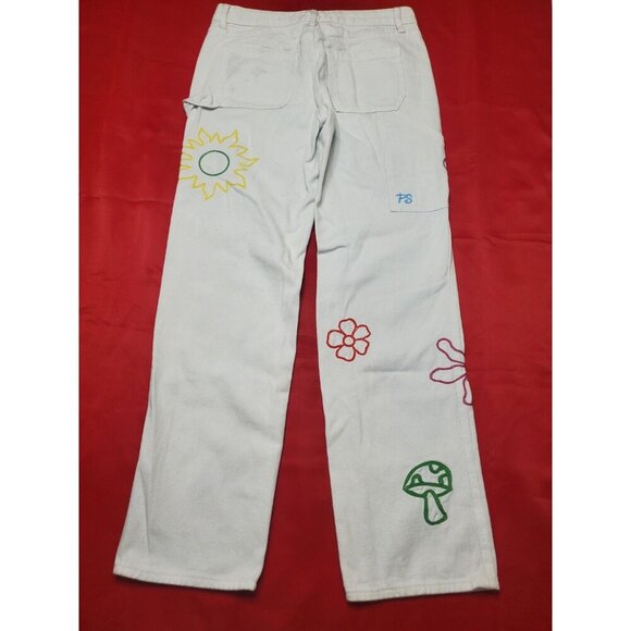 Pacsun Carpenter Pants Size 27 Womens Bootcut Festival Hippie Butterfly Mushroom - Picture 7 of 16